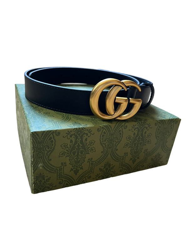 Gucci Marmont Ledergürtel schwarz, 80cm