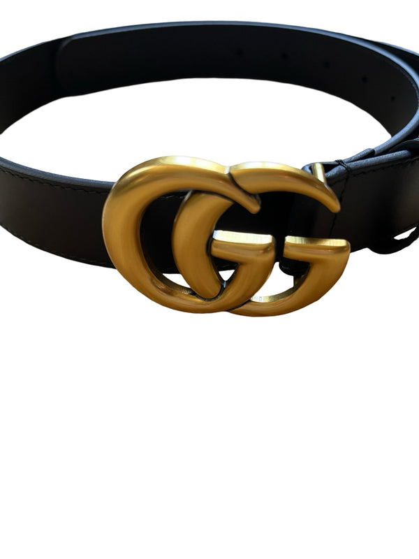 Gucci Marmont Ledergürtel schwarz, 80cm