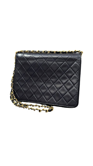 Chanel, Vintage single Flap bag, navy - designer second hand vienna
