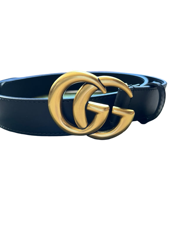 Gucci Marmont Ledergürtel schwarz, 80cm