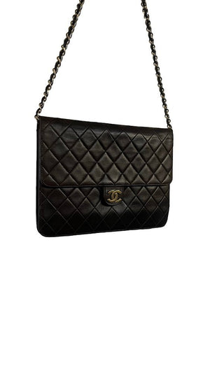 Chanel, single Flap, braunes Lammleder, 25x19cm - designer second hand vienna