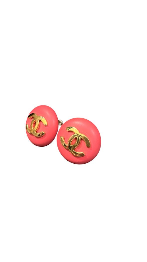 Chanel, Vintage Ohrclips, pink/gold, 3cm - designer second hand vienna