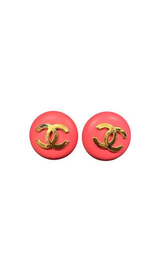 Chanel, Vintage Ohrclips, pink/gold, 3cm - designer second hand vienna