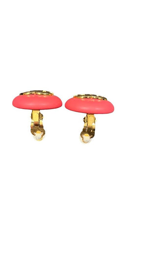 Chanel, Vintage Ohrclips, pink/gold, 3cm - designer second hand vienna