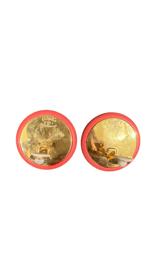Chanel, Vintage Ohrclips, pink/gold, 3cm - designer second hand vienna