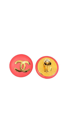 Chanel, Vintage Ohrclips, pink/gold, 3cm - designer second hand vienna