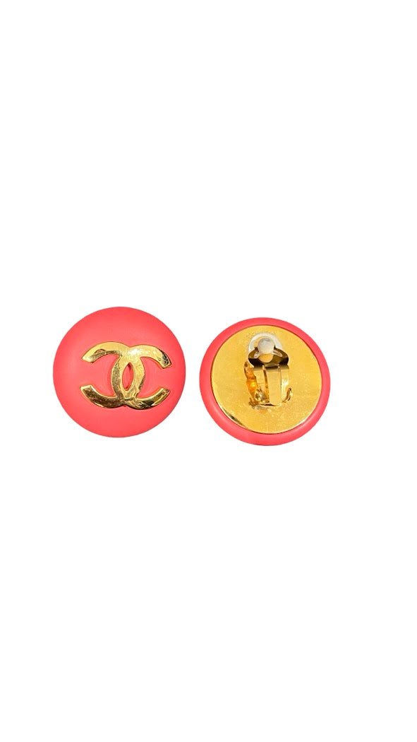 Chanel, Vintage Ohrclips, pink/gold, 3cm - designer second hand vienna