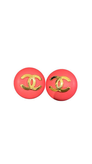 Chanel, Vintage Ohrclips, pink/gold, 3cm - designer second hand vienna