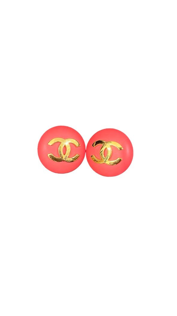 Chanel, Vintage Ohrclips, pink/gold, 3cm - designer second hand vienna