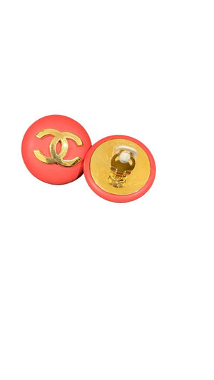 Chanel, Vintage Ohrclips, pink/gold, 3cm - designer second hand vienna