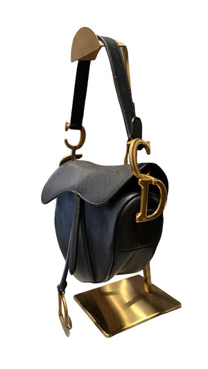 Dior, Saddle bag, schwarzes Leder/goldene Hardware