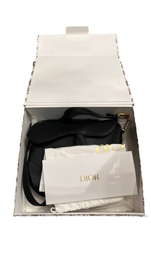 Dior, Saddle bag, schwarzes Leder/goldene Hardware