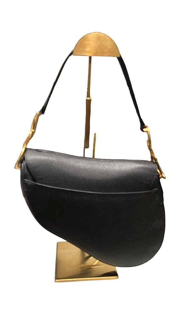 Dior, Saddle bag, schwarzes Leder/goldene Hardware