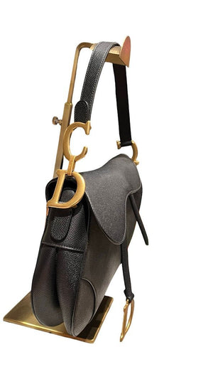 Dior, Saddle bag, schwarzes Leder/goldene Hardware