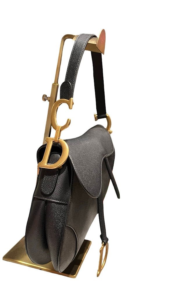 Dior, Saddle bag, schwarzes Leder/goldene Hardware