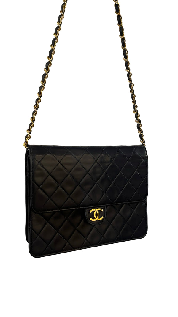 Chanel, Vintage single Flap bag, navy - designer second hand vienna