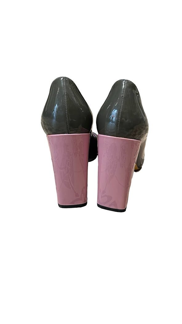 Fendi, Lackleder Pumps, grau/rosa, Gr.38 - designer second hand vienna