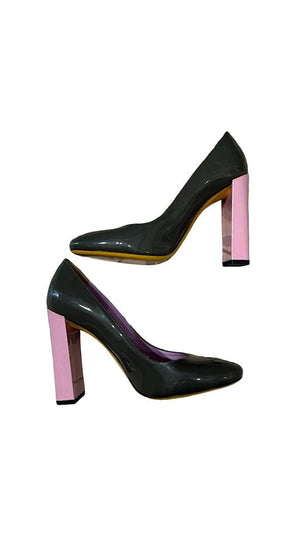 Fendi, Lackleder Pumps, grau/rosa, Gr.38 - designer second hand vienna