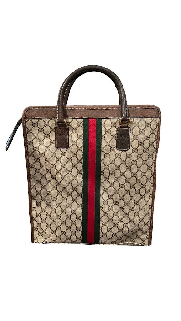 Gucci, 80s Vintage GG Supreme Sherry Line Tote - designer second hand vienna