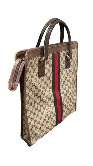 Gucci, 80s Vintage GG Supreme Sherry Line Tote - designer second hand vienna