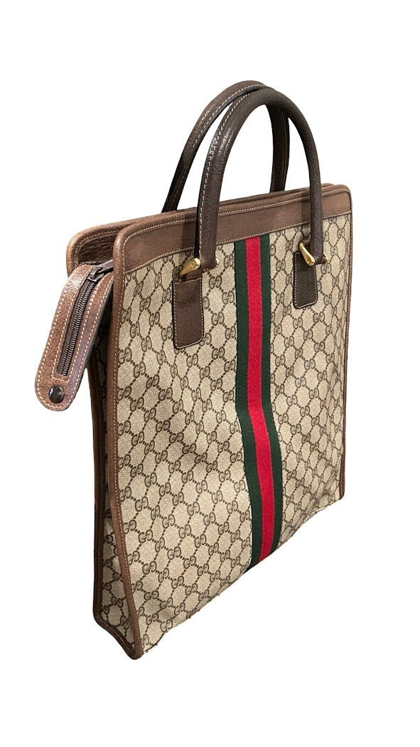 Gucci, 80s Vintage GG Supreme Sherry Line Tote - designer second hand vienna