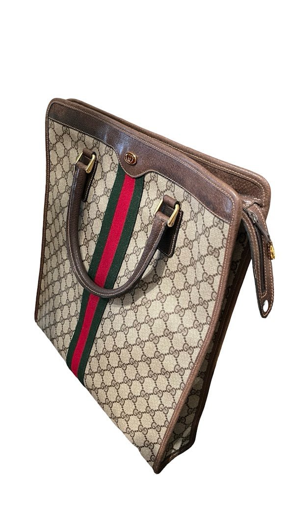 Gucci, 80s Vintage GG Supreme Sherry Line Tote - designer second hand vienna