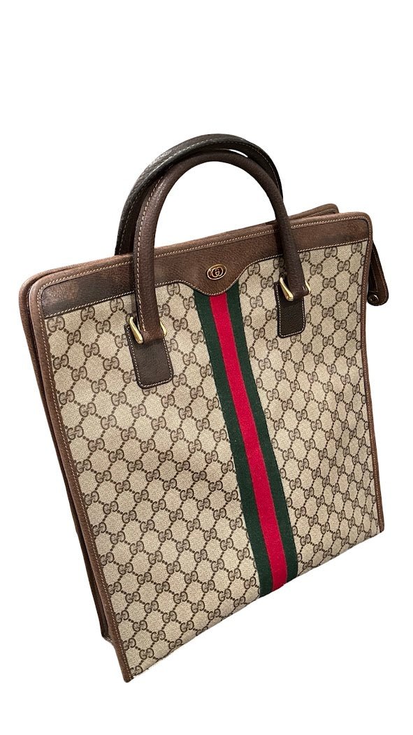 Gucci, 80s Vintage GG Supreme Sherry Line Tote - designer second hand vienna