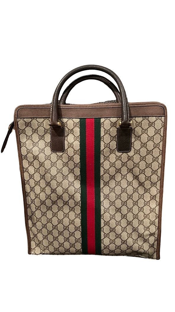 Gucci, 80s Vintage GG Supreme Sherry Line Tote - designer second hand vienna