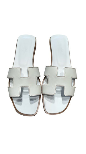 Hermés, Oran Sandalen, weiß, Gr.39 - designer second hand vienna