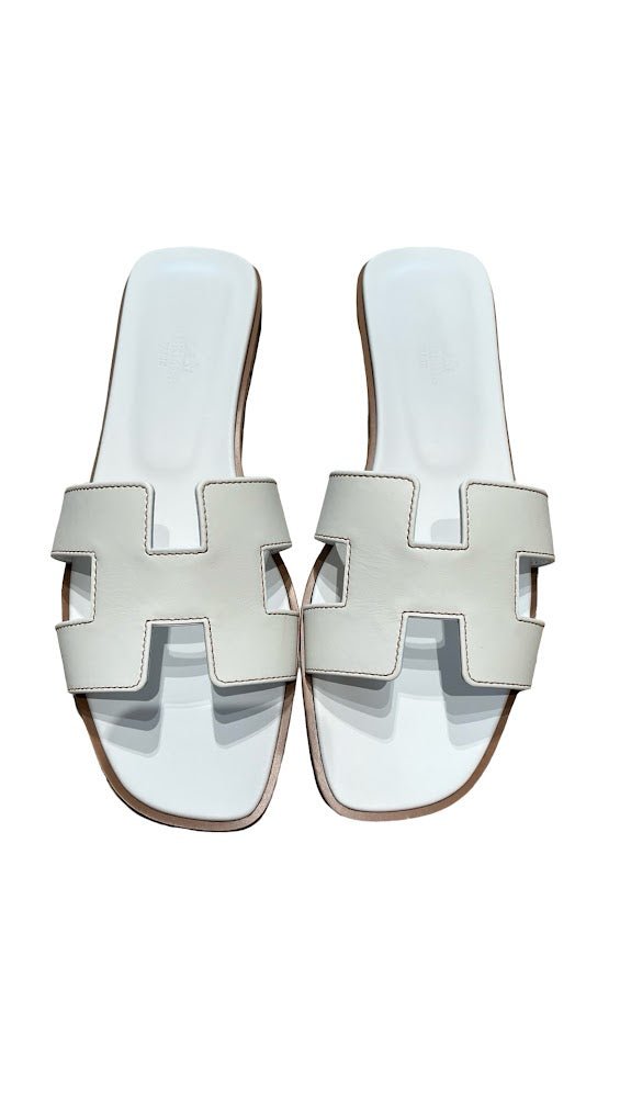 Hermés, Oran Sandalen, weiß, Gr.39 - designer second hand vienna