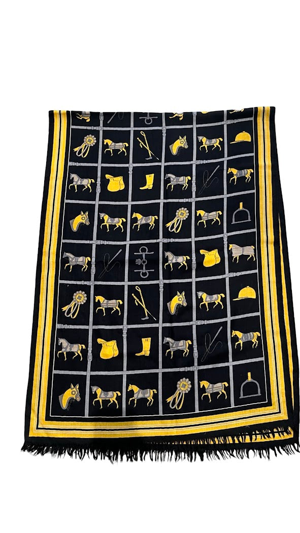 Hermés, Schal mit Reitermotiven, 65x 180cm