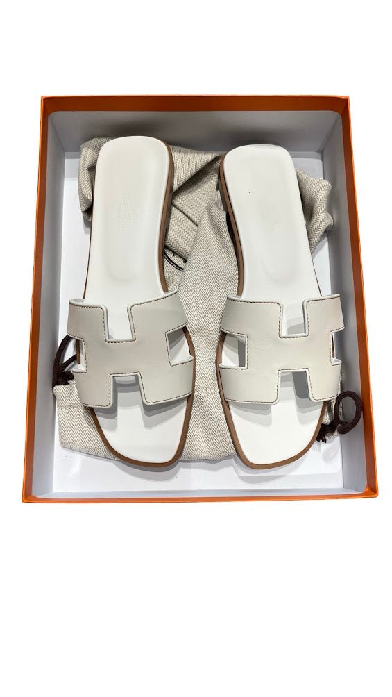 Hermés, Oran Sandalen, weiß, Gr.39 - designer second hand vienna