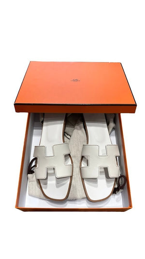 Hermés, Oran Sandalen, weiß, Gr.39 - designer second hand vienna