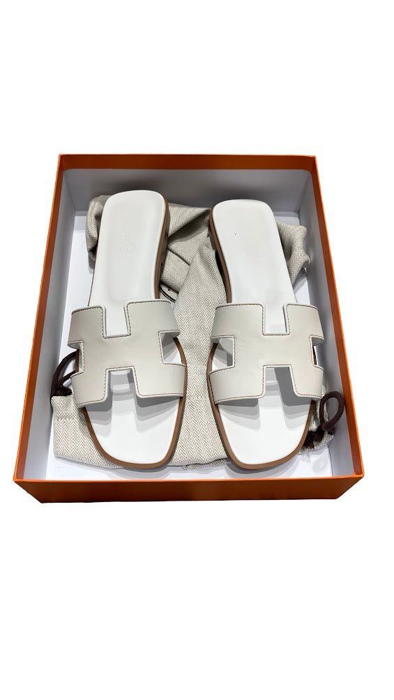 Hermés, Oran Sandalen, weiß, Gr.39 - designer second hand vienna