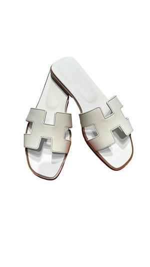 Hermés, Oran Sandalen, weiß, Gr.39 - designer second hand vienna