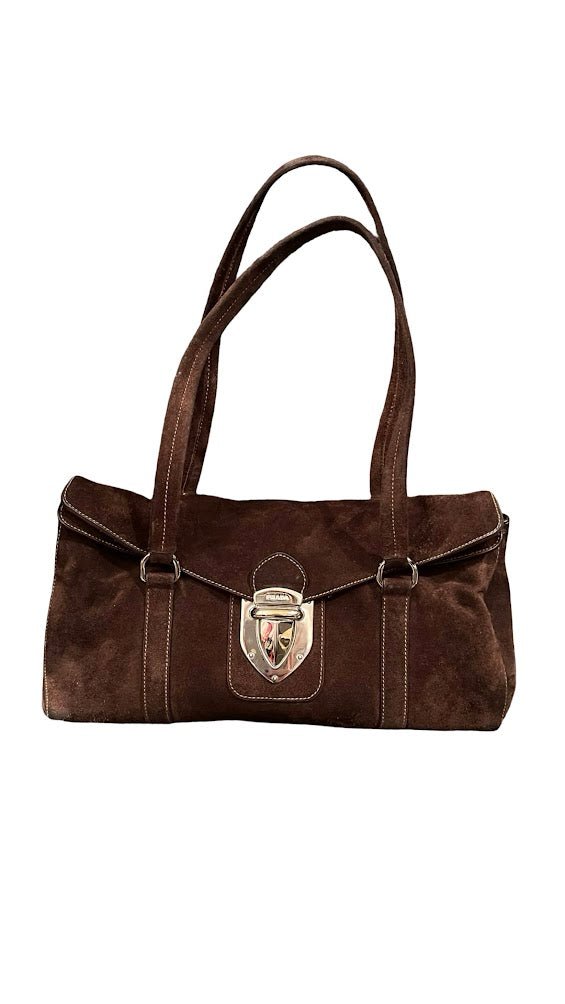 Prada, Vintage Rauhleder, Schultertasche - designer second hand vienna