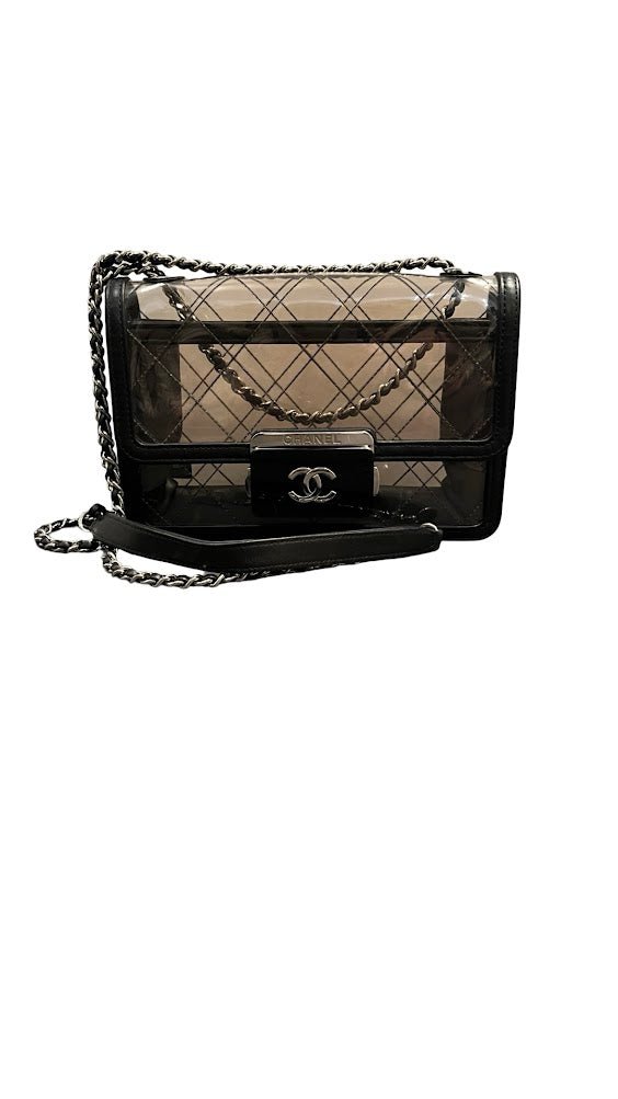 Chanel, Transparent Vynil Flap Bag - designer second hand vienna