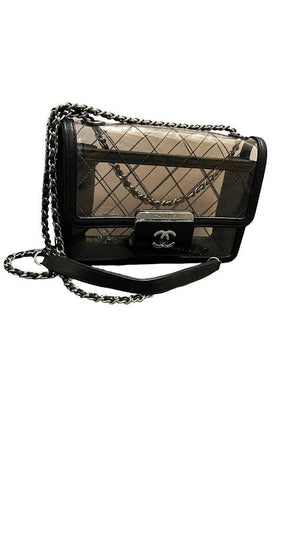 Chanel, Transparent Vynil Flap Bag - designer second hand vienna
