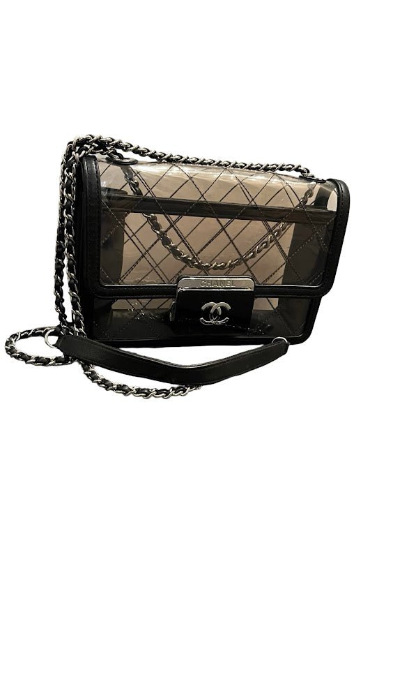 Chanel, Transparent Vynil Flap Bag - designer second hand vienna