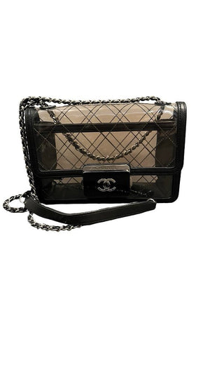 Chanel, Transparent Vynil Flap Bag - designer second hand vienna