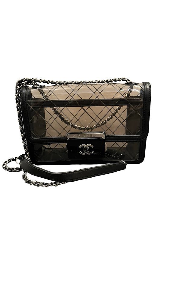 Chanel, Transparent Vynil Flap Bag - designer second hand vienna