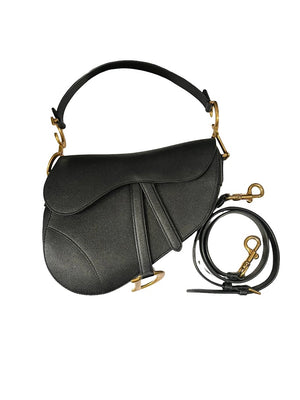 Dior, Saddle bag, schwarzes Leder/goldene Hardware