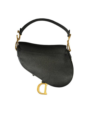 Dior, Saddle bag, schwarzes Leder/goldene Hardware
