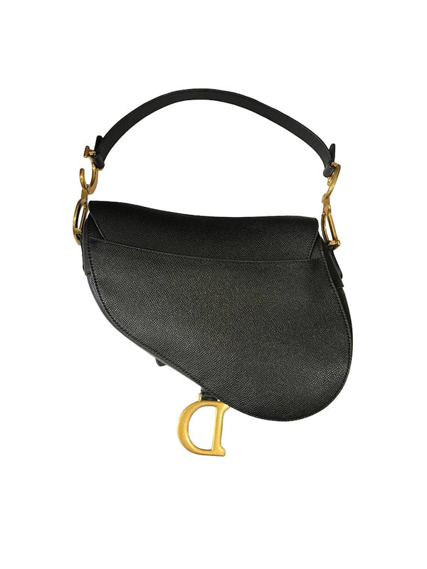 Dior, Saddle bag, schwarzes Leder/goldene Hardware