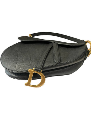 Dior, Saddle bag, schwarzes Leder/goldene Hardware
