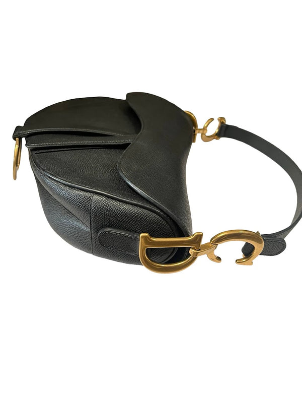 Dior, Saddle bag, schwarzes Leder/goldene Hardware
