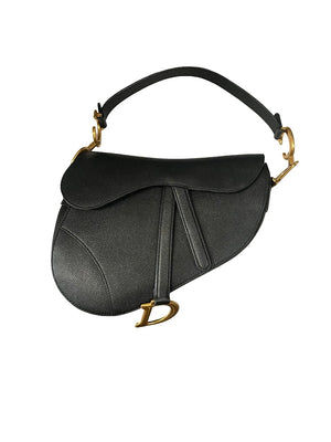 Dior, Saddle bag, schwarzes Leder/goldene Hardware