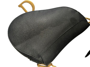 Dior, Saddle bag, schwarzes Leder/goldene Hardware