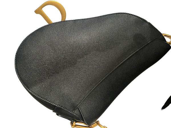 Dior, Saddle bag, schwarzes Leder/goldene Hardware