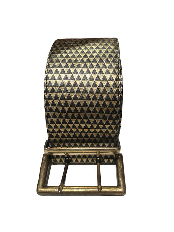 Gürtel, Leder, gold-schwarz gemustert, 95cm